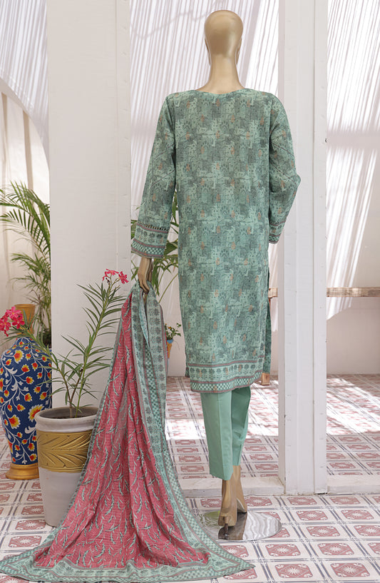 HZ Textile Digital Printed Premium Jacquard Lawn Unstitched 3 Piece Suit - Design-08 - HZ26PJR - Green - Summer Collection