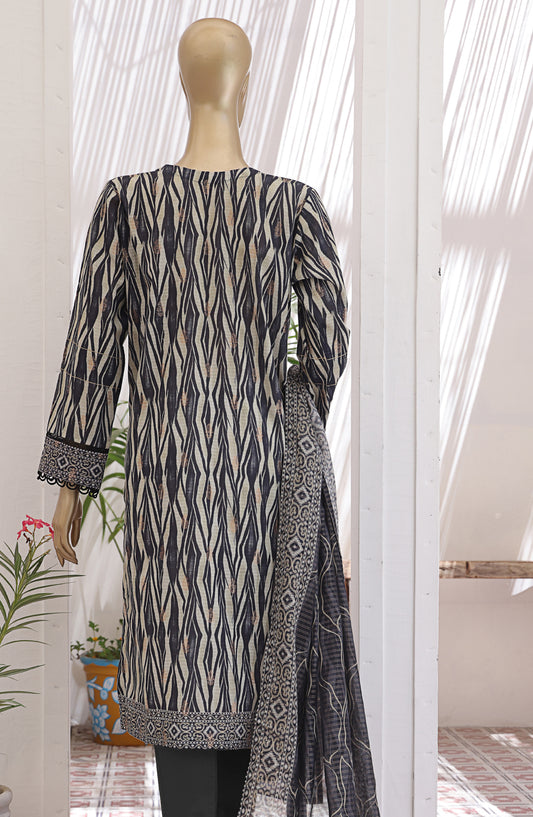 HZ Textile Digital Printed Premium Jacquard Lawn Unstitched 3 Piece Suit - Design-06 - HZ26PJR - Black - Summer Collection