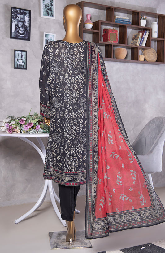 HZ Textile Platinum Digital Printed Lawn Unstitched 3 Piece Suit - PPC-410 - HZ25PLTDP - Black - Summer Collection
