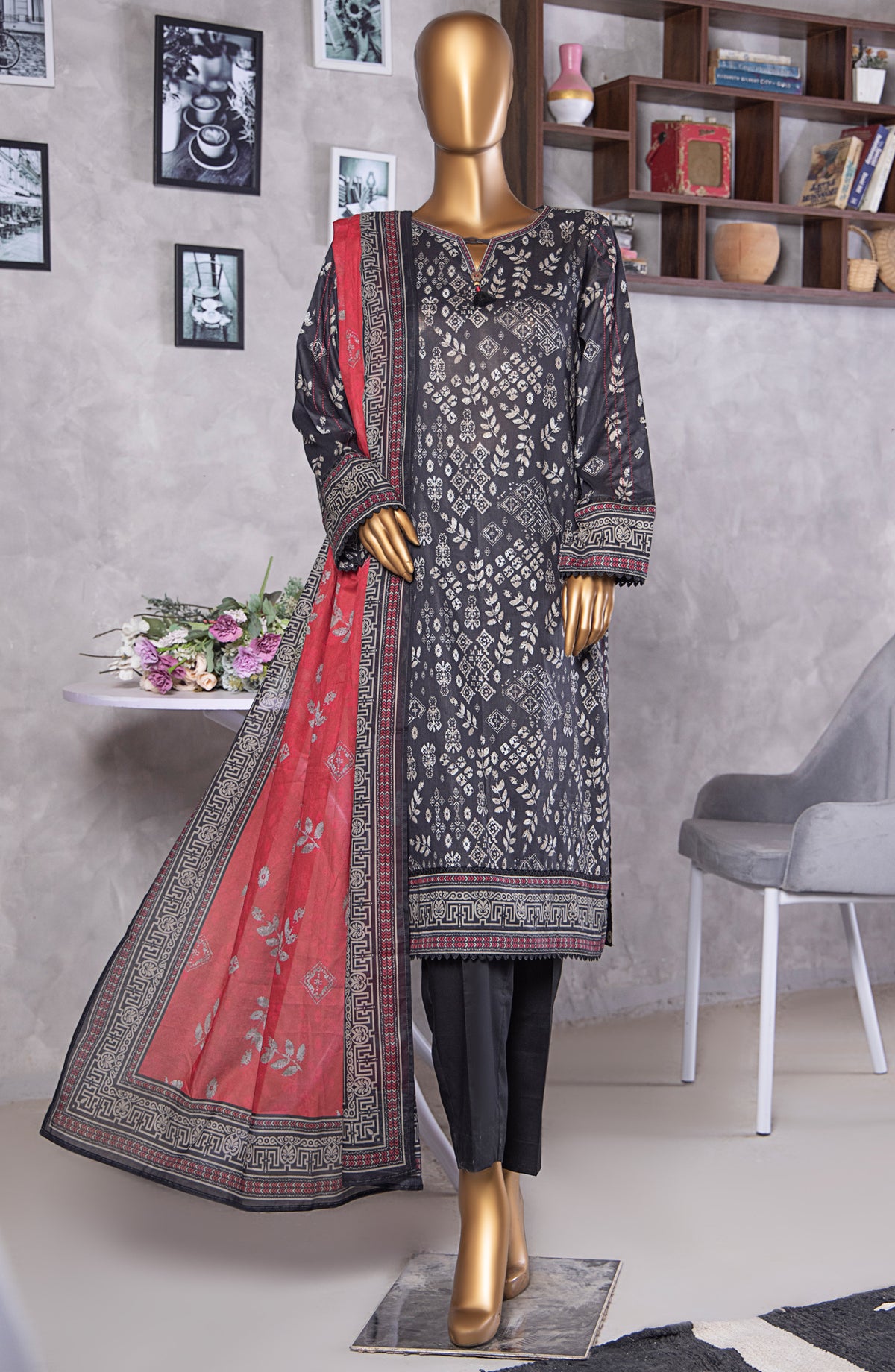 HZ Textile Platinum Digital Printed Lawn Unstitched 3 Piece Suit - PPC-410 - HZ25PLTDP - Black - Summer Collection