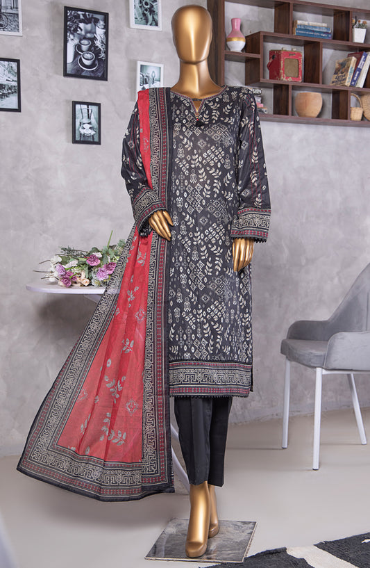 HZ Textile Platinum Digital Printed Lawn Unstitched 3 Piece Suit - PPC-410 - HZ25PLTDP - Black - Summer Collection