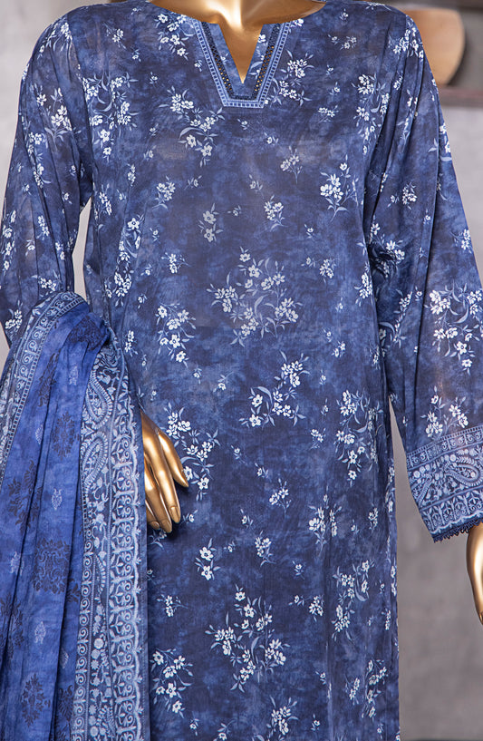 HZ Textile Platinum Digital Printed Lawn Unstitched 3 Piece Suit - PPC-405 - HZ25PLTDP - Blue - Summer Collection