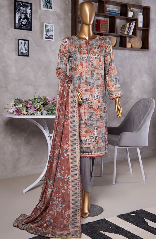 HZ Textile Platinum Digital Printed Lawn Unstitched 3 Piece Suit - PPC-409 - HZ25PLTDP - Multi - Summer Collection