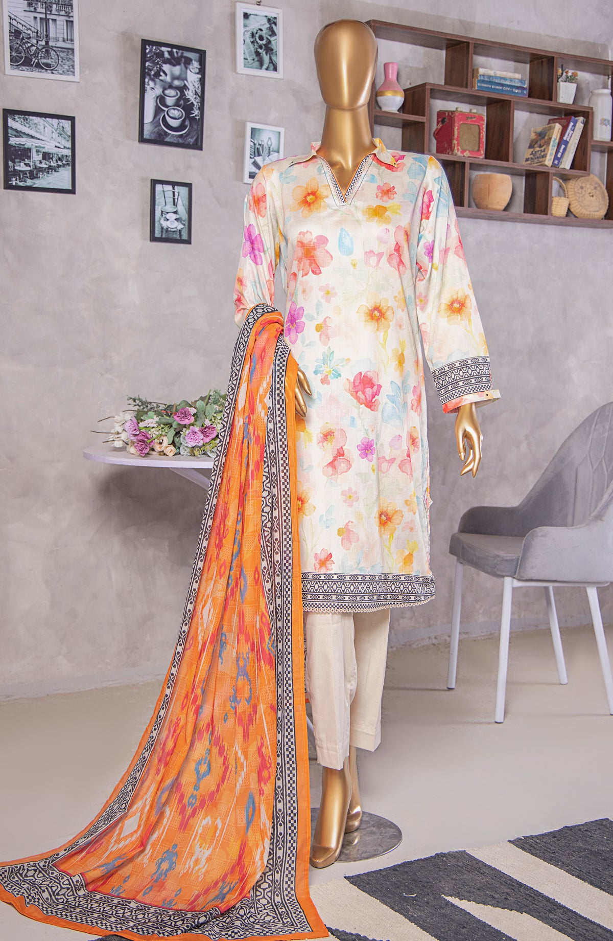 HZ Textile Platinum Digital Printed Lawn Unstitched 3 Piece Suit - PPC-407 - HZ25PLTDP - Multi - Summer Collection