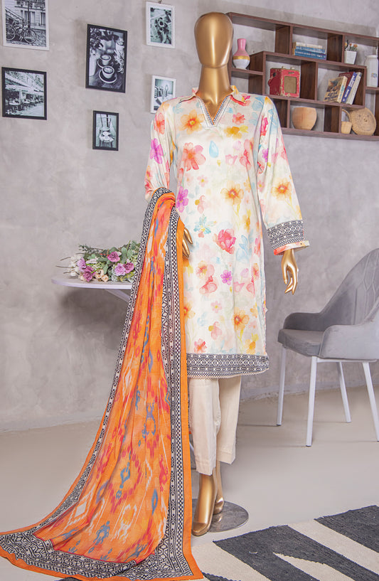 HZ Textile Platinum Digital Printed Lawn Unstitched 3 Piece Suit - PPC-407 - HZ25PLTDP - Multi - Summer Collection