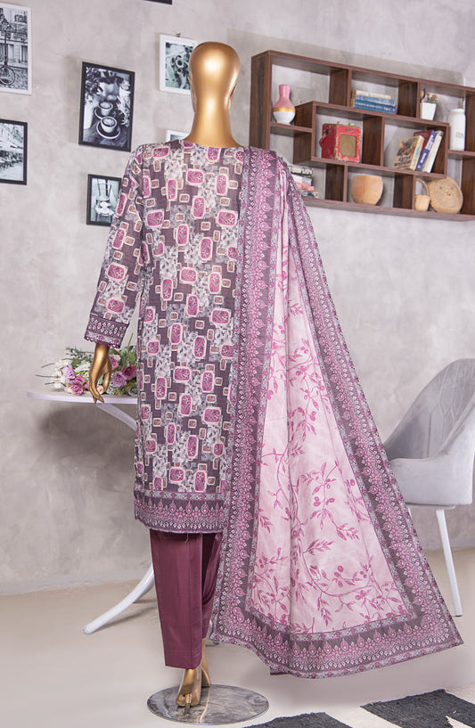 HZ Textile Platinum Digital Printed Lawn Unstitched 3 Piece Suit - PPC-401 - HZ25PLTDP - Pink - Summer Collection