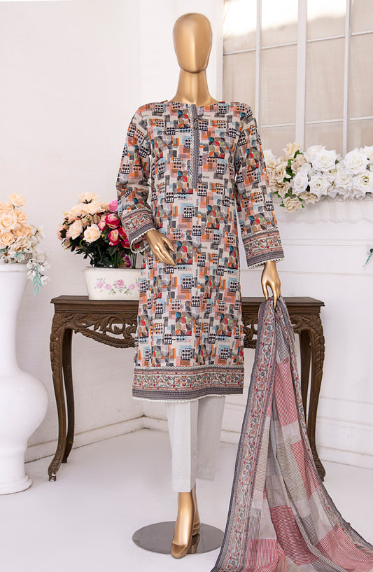 HZ Textile Platinum Digital Printed Lawn Unstitched 3 Piece Suit - PPC-402 - HZ25PLTDP - Multi - Summer Collection