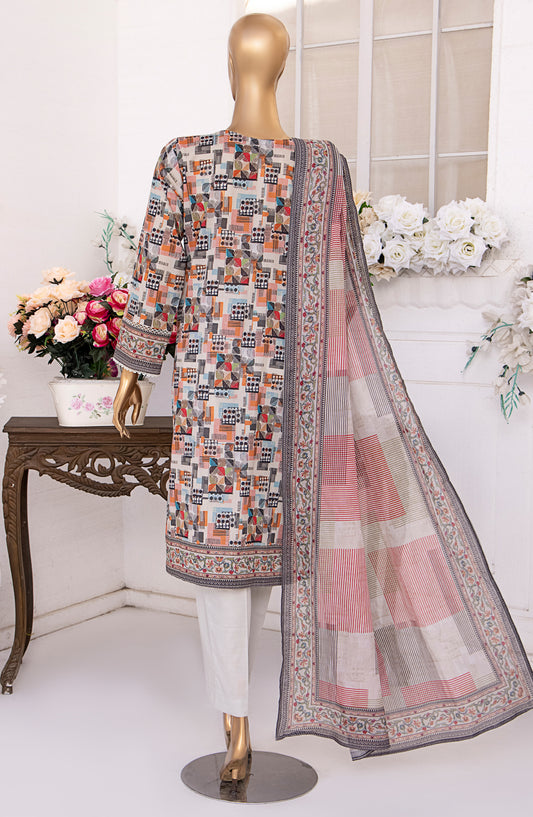 HZ Textile Platinum Digital Printed Lawn Unstitched 3 Piece Suit - PPC-402 - HZ25PLTDP - Multi - Summer Collection