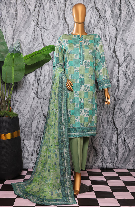 HZ Textile Platinum Printed Lawn Unstitched 3 Piece Suit - PPC-403 - HZ25DPPLT - Green - Summer Collection