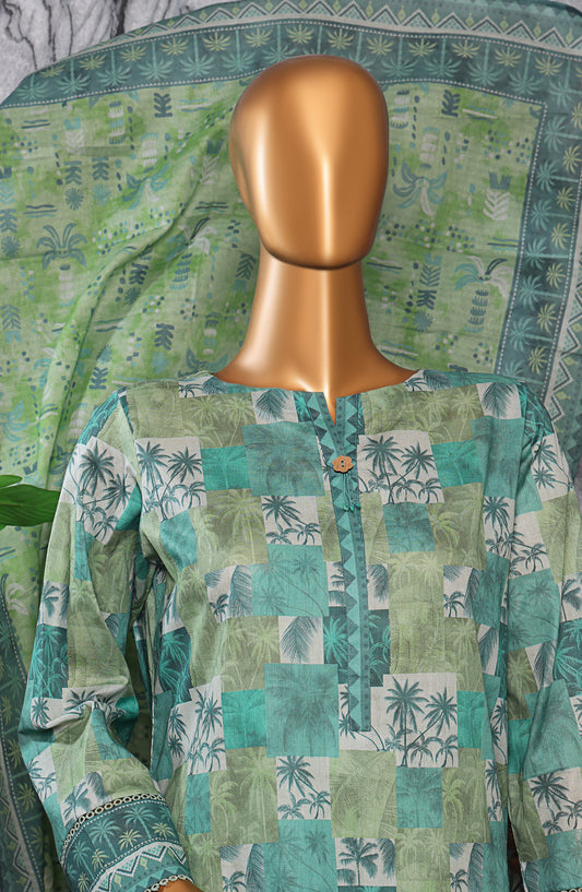 HZ Textile Platinum Printed Lawn Unstitched 3 Piece Suit - PPC-403 - HZ25DPPLT - Green - Summer Collection