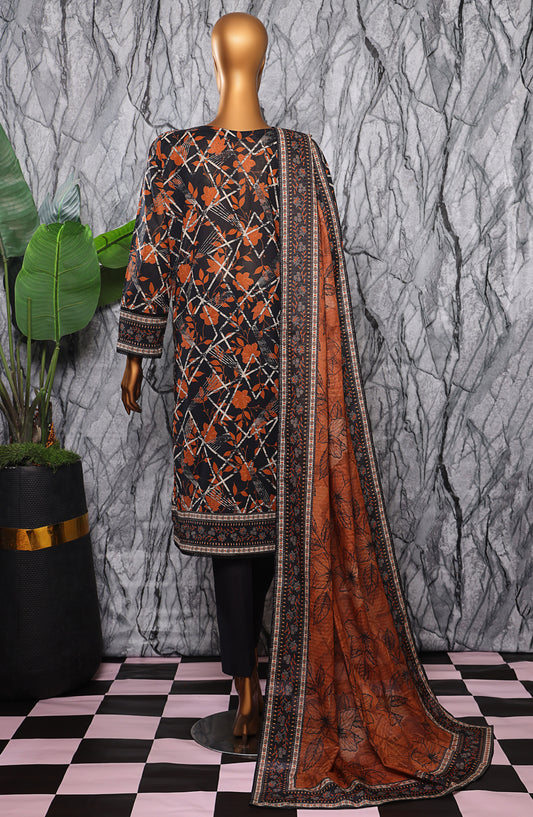 HZ Textile Platinum Printed Lawn Unstitched 3 Piece Suit - PPC-406 - HZ25DPPLT - Black - Summer Collection