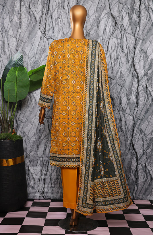HZ Textile Platinum Printed Lawn Unstitched 3 Piece Suit - PPC-408 - HZ25DPPLT - Yellow - Summer Collection