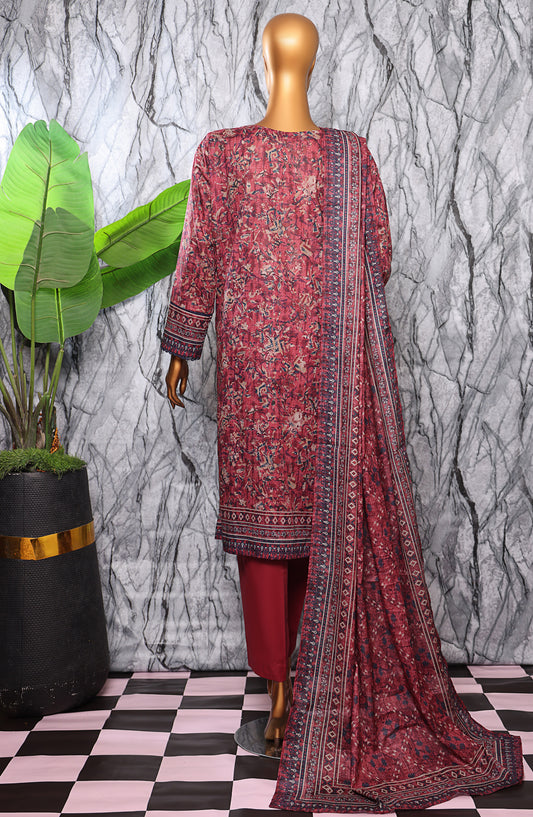 HZ Textile Platinum Printed Lawn Unstitched 3 Piece Suit - PPC-404 - HZ25DPPLT - Pink - Summer Collection