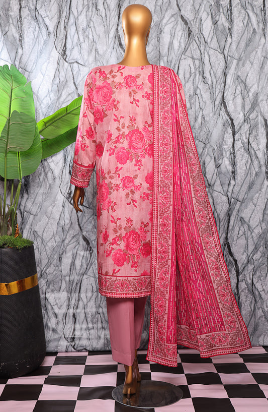 HZ Textile Platinum Printed Lawn Unstitched 3 Piece Suit - PPC-402 - HZ25DPPLT - Pink - Summer Collection