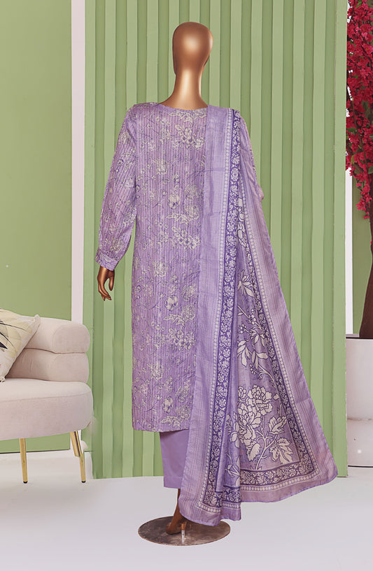 HZ Textiles Dhagakari Embroidered Lawn Unstitched 3 Piece Suit - DNE-105 - HZ26DHG - Purple - Summer Collection