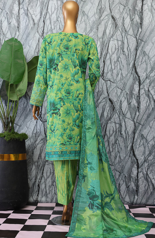 HZ Textiles Elegant Embroidered Lawn Unstitched 3 Piece Suit - D-06 - HZ26GTW - Green - Summer Collection