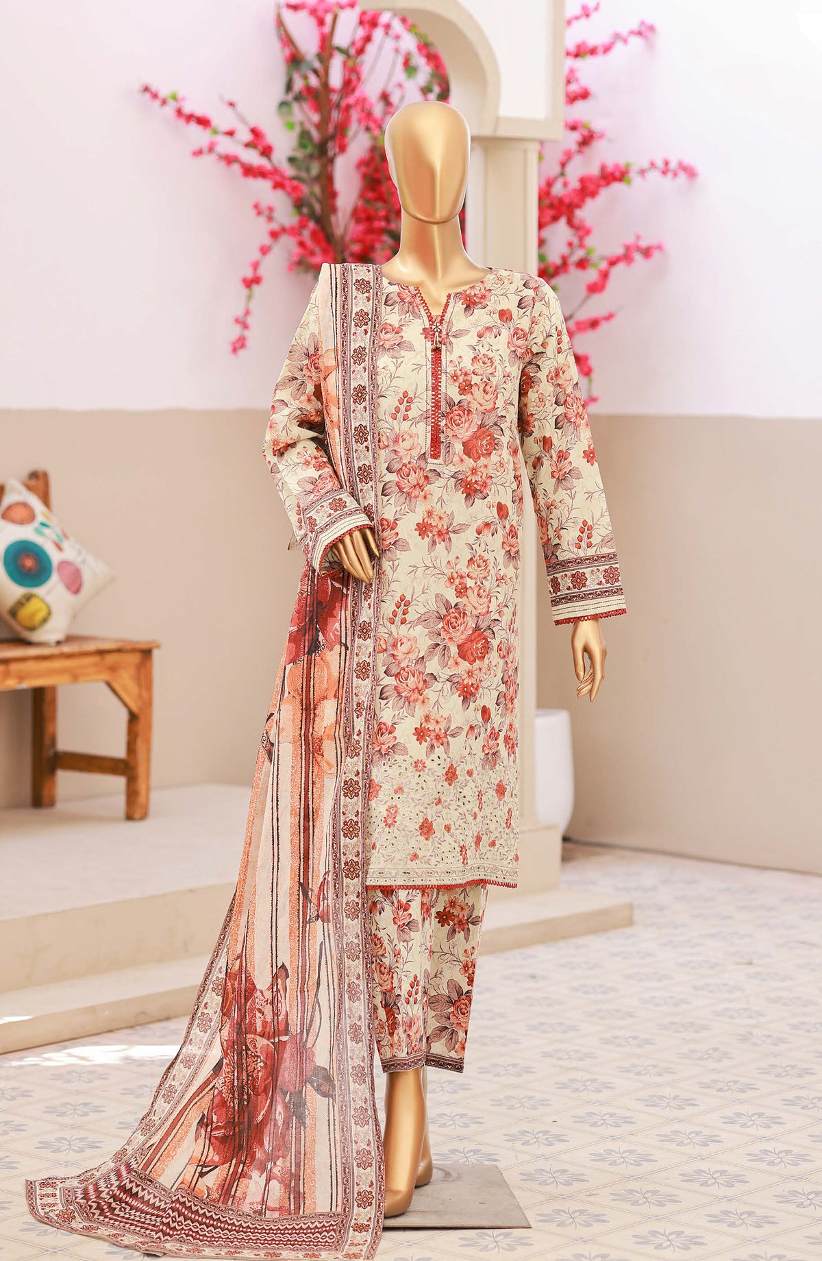 HZ Textiles Elegant Embroidered Lawn Unstitched 3 Piece Suit - Design-08 - HZ26ELGN - Black - Summer Collection