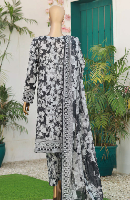 HZ Textiles Elegant Embroidered Lawn Unstitched 3 Piece Suit - Design-07 - HZ26ELGN - Fawn - Summer Collection