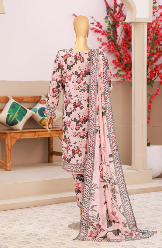 HZ Textiles Elegant Embroidered Lawn Unstitched 3 Piece Suit - Design-05 - HZ26ELGN - Pink - Summer Collection