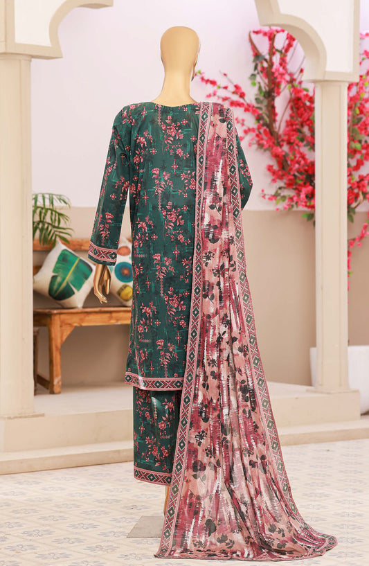 HZ Textiles Elegant Embroidered Lawn Unstitched 3 Piece Suit - Design-03 - HZ26ELGN - Blue - Summer Collection