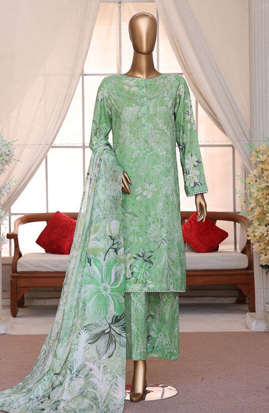 HZ Textiles Luxe Prints Digital Printed Lawn Unstitched 3 Piece Suit - D-09 - HZ26LUXE - Green - Summer Collection