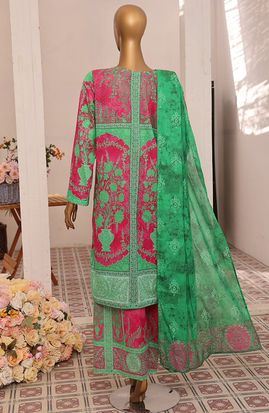 HZ Textiles Luxe Prints Digital Printed Lawn Unstitched 3 Piece Suit - D-07 - HZ26LUXE - Green - Summer Collection