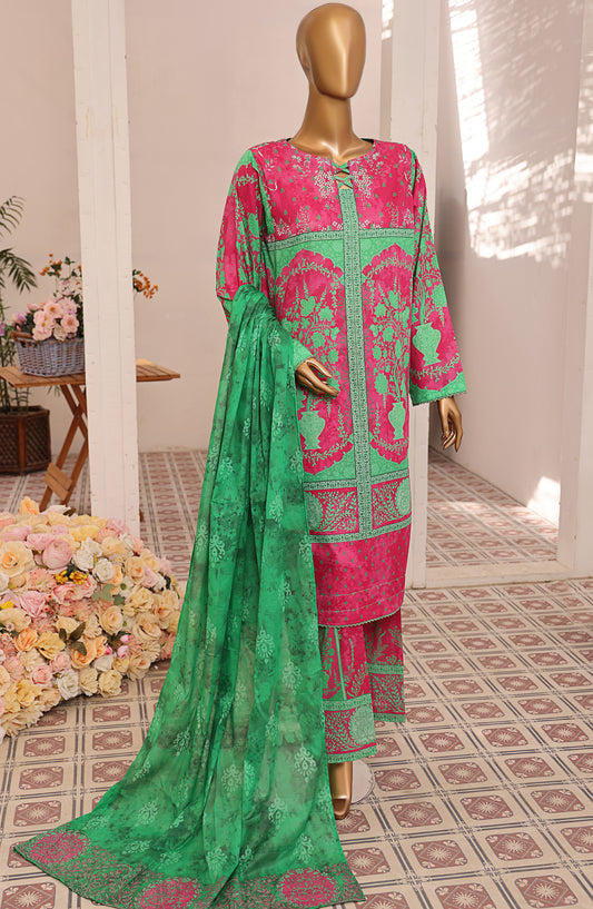 HZ Textiles Luxe Prints Digital Printed Lawn Unstitched 3 Piece Suit - D-07 - HZ26LUXE - Green - Summer Collection