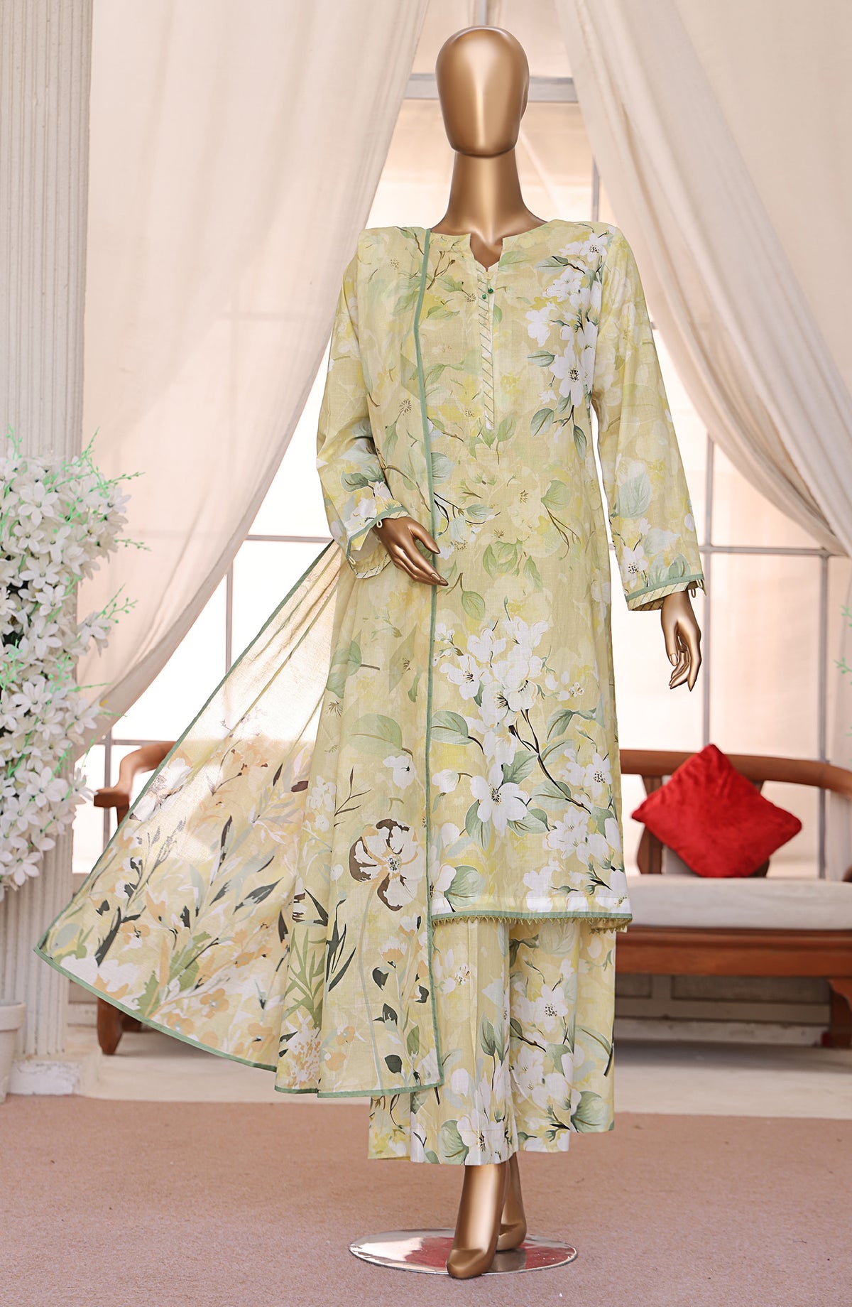 HZ Textiles Luxe Prints Digital Printed Lawn Unstitched 3 Piece Suit - D-02 - HZ26LUXE - Green - Summer Collection