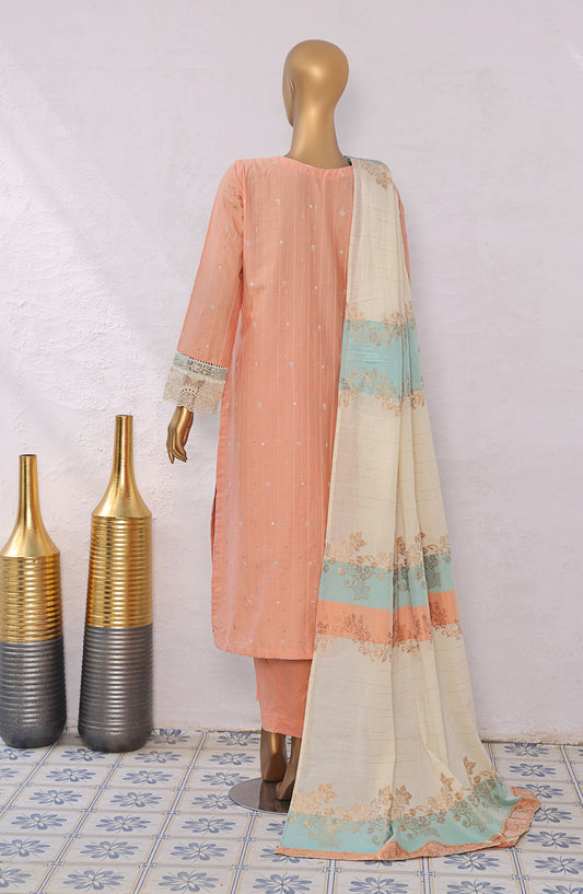 HZ Turkish Embroidered Jacquard Unstitched 3 Piece Suit - TJE-102 - HZ25TJQC - Pink - Formal Collection