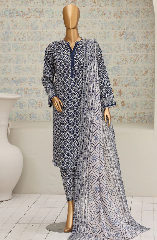 HZ Textile Printed Lawn Unstitched 3 Piece Suit - D-10 - HZ26NTD - Blue - Summer Collection