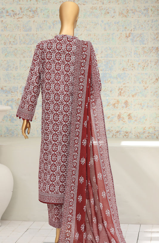 HZ Textile Printed Lawn Unstitched 3 Piece Suit - D-04 - HZ26NTD - Red - Summer Collection