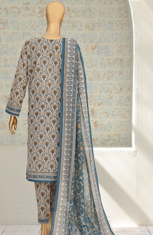HZ Textile Printed Lawn Unstitched 3 Piece Suit - D-03 - HZ26NTD - Grey - Summer Collection