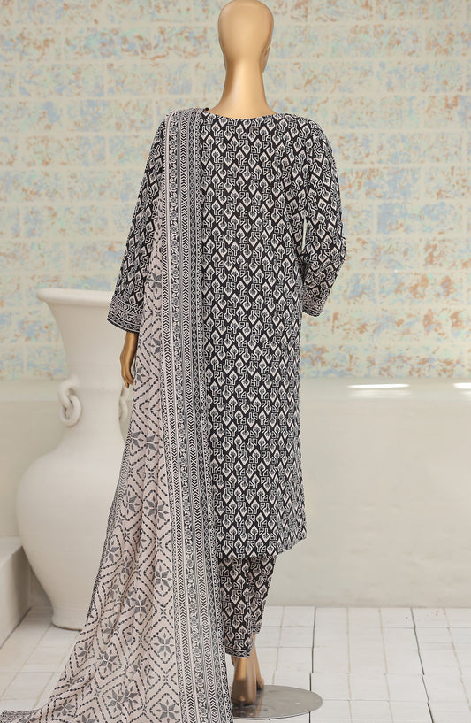 HZ Textile Printed Lawn Unstitched 3 Piece Suit - D-01 - HZ26NTD - Black - Summer Collection