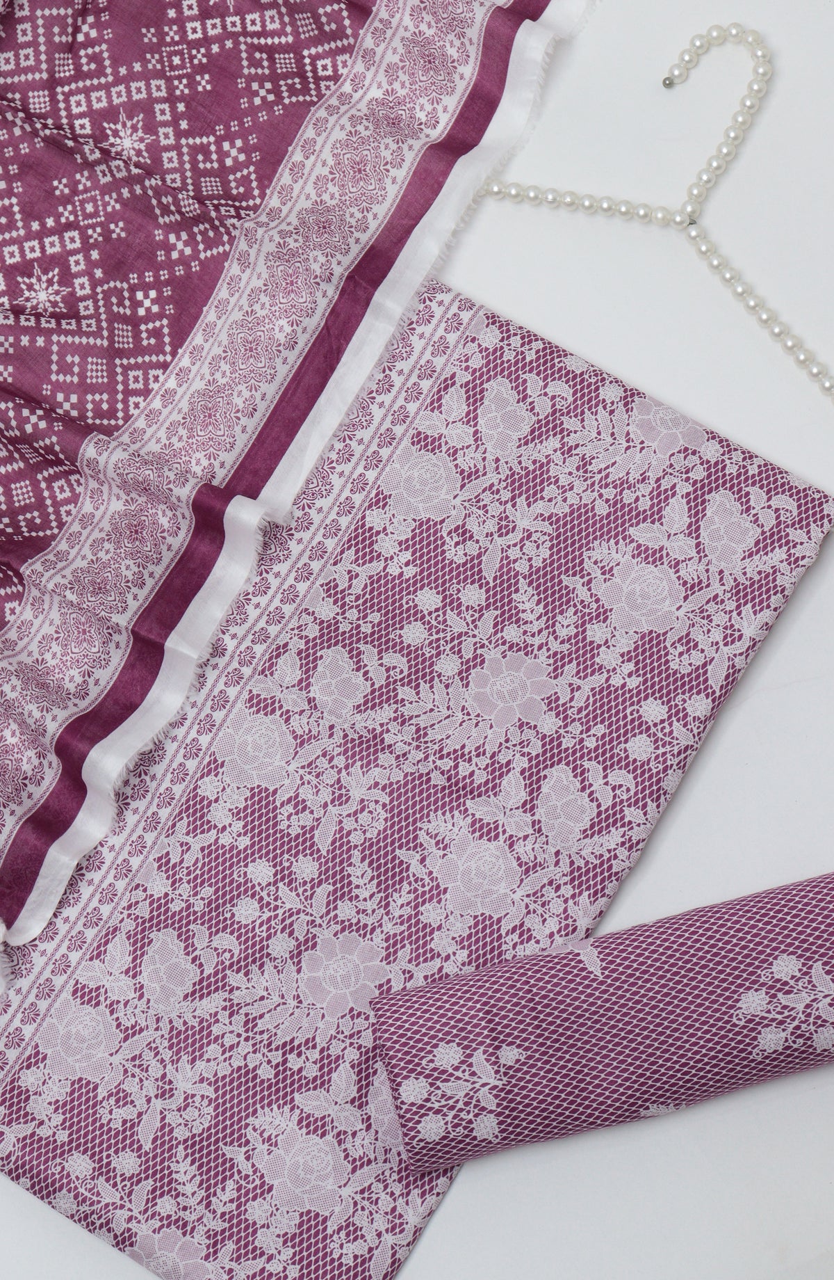 HZ Printed Cambric Unstitched 3 Piece Suit - D-29 - HZ26CMO - Pink - Summer Collection