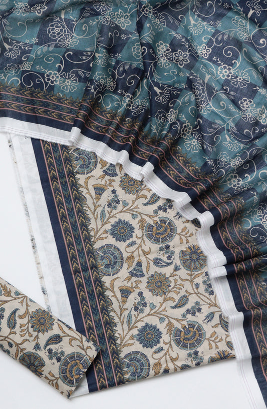 HZ Printed Cambric Unstitched 3 Piece Suit - D-13 - HZ26CMO - Multi - Summer Collection