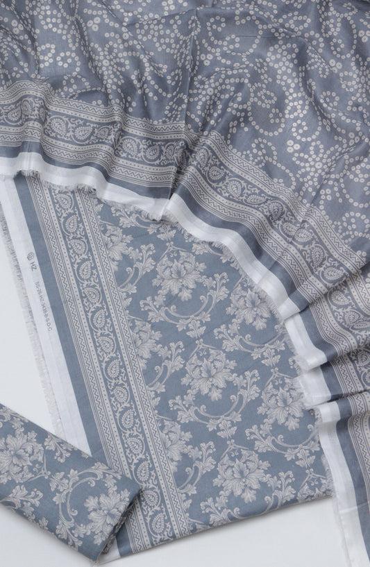 HZ Printed Cambric Unstitched 3 Piece Suit - D-11 - HZ26CMO - Blue - Summer Collection