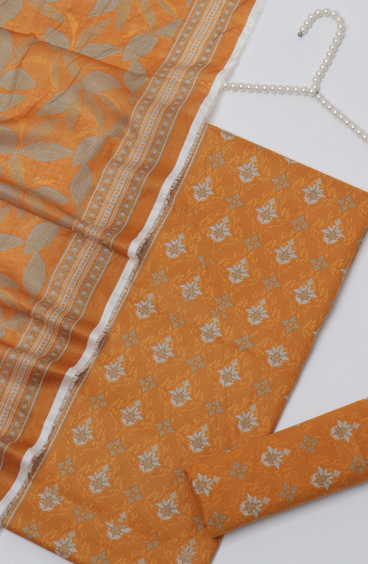 HZ Printed Cambric Unstitched 3 Piece Suit - D-10 - HZ26CMO - Orange - Summer Collection