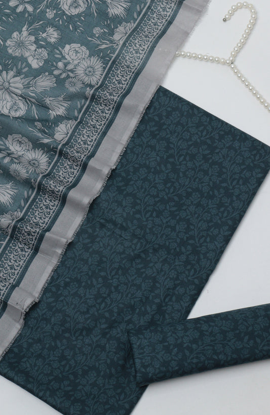 HZ Printed Cambric Unstitched 3 Piece Suit - D-22 - HZ26CMO - Teal - Summer Collection