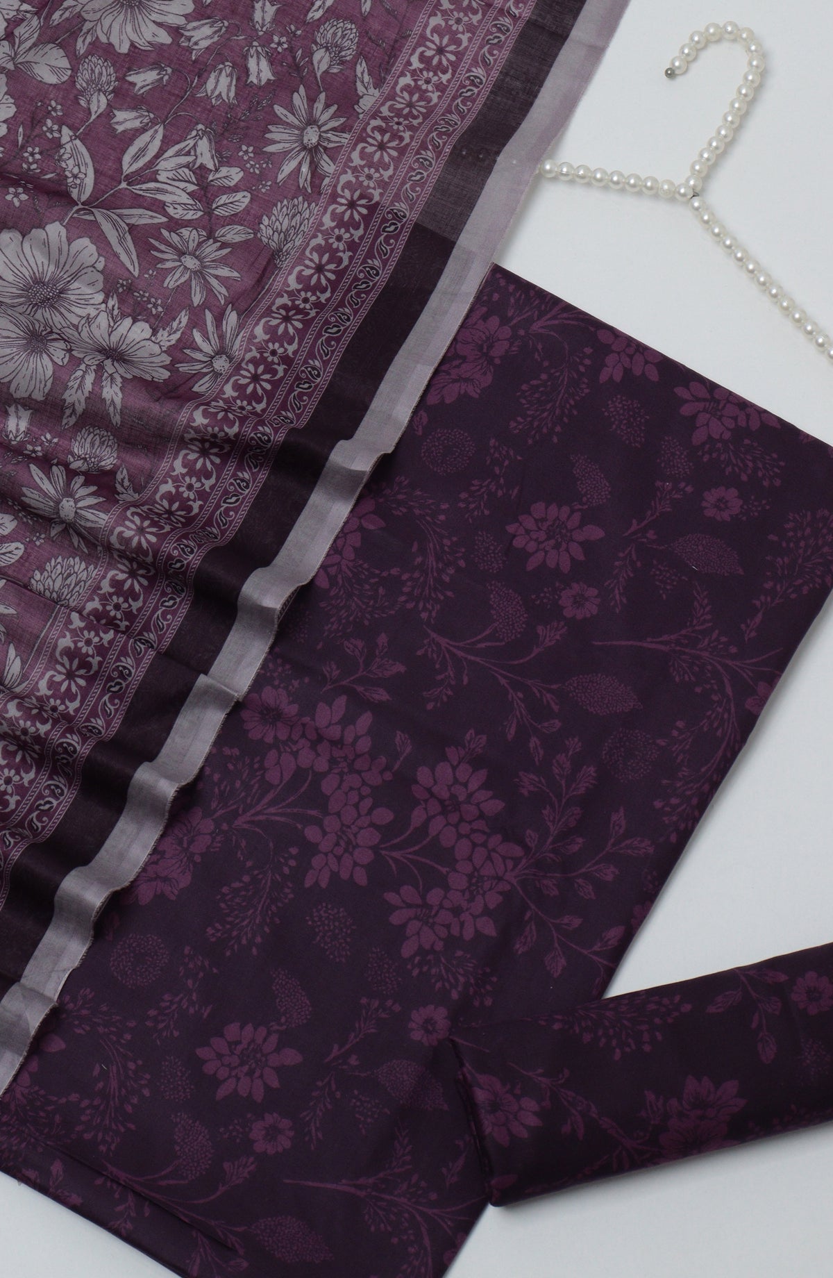 HZ Printed Cambric Unstitched 3 Piece Suit - D-21 - HZ26CMO - Purple - Summer Collection