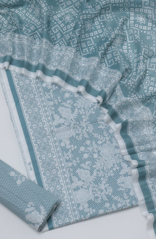 HZ Printed Cambric Unstitched 3 Piece Suit - D-08 - HZ26CMO - Blue - Summer Collection