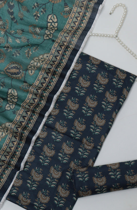 HZ Printed Cambric Unstitched 3 Piece Suit - D-18 - HZ26CMO - Blue - Summer Collection