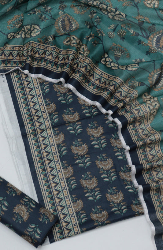 HZ Printed Cambric Unstitched 3 Piece Suit - D-18 - HZ26CMO - Blue - Summer Collection