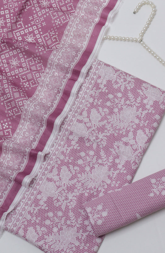 HZ Printed Cambric Unstitched 3 Piece Suit - D-04 - HZ26CMO - Purple - Summer Collection