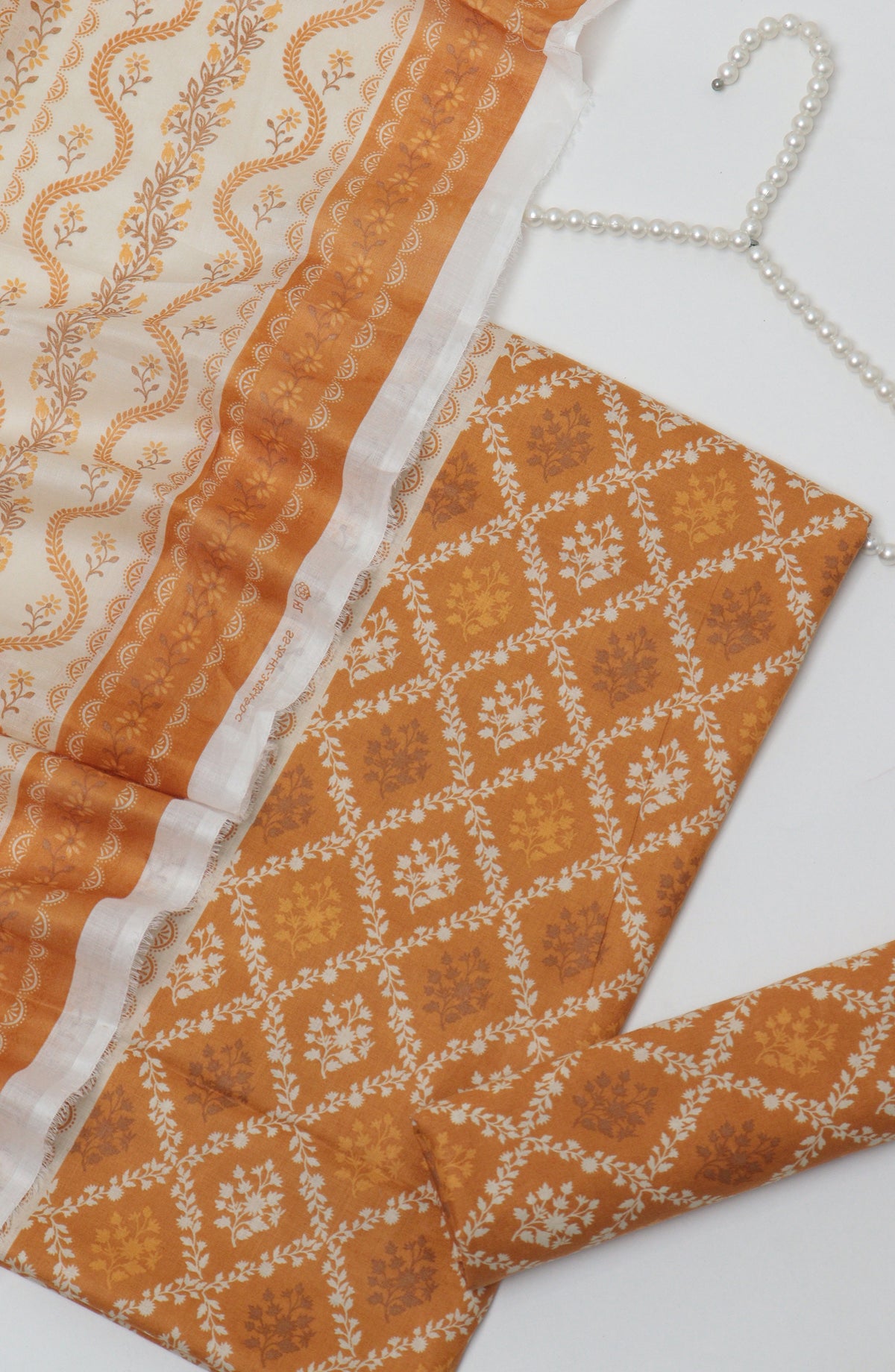 HZ Printed Cambric Unstitched 3 Piece Suit - D-17 - HZ26CMO - Rust - Summer Collection