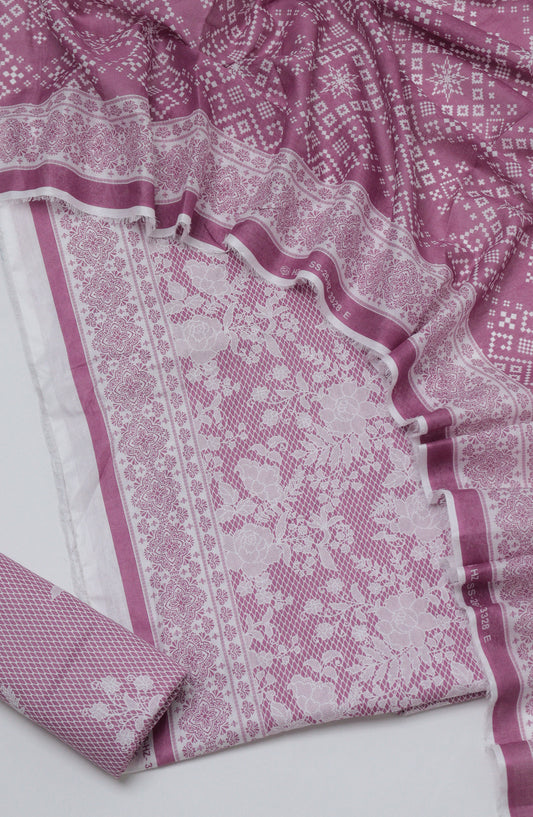 HZ Printed Cambric Unstitched 3 Piece Suit - D-04 - HZ26CMO - Purple - Summer Collection
