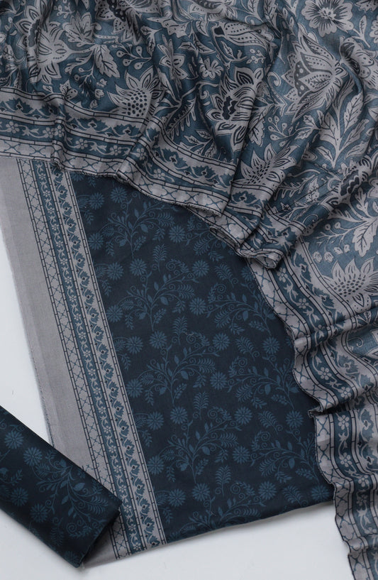 HZ Printed Cambric Unstitched 3 Piece Suit - D-01 - HZ26CMO - Blue - Summer Collection