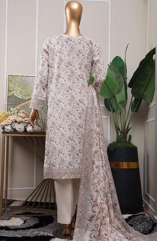 HZ Textile Chikankari Lawn Unstitched 3 Piece Suit - PCP-532 - HZ25PCPUL - Beige - Summer Collection