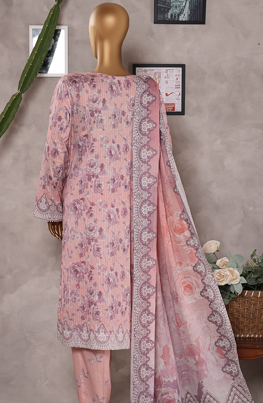 Nayab by HZ Textile Embroidered Lawn Unstitched 3 Piece Suit - NPE-ART-03 - HZ25NYBV3 - Pink - Summer Collection