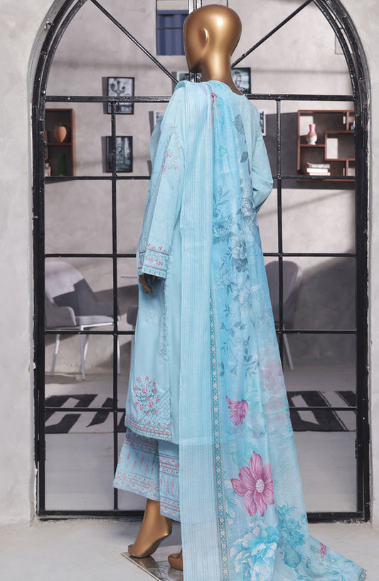 Muse by HZ Textile Embroidered Cotton Stitched 3 Piece Suit - SSJ-2502 Blue - HZ25MCSSJV2 - Summer Collection