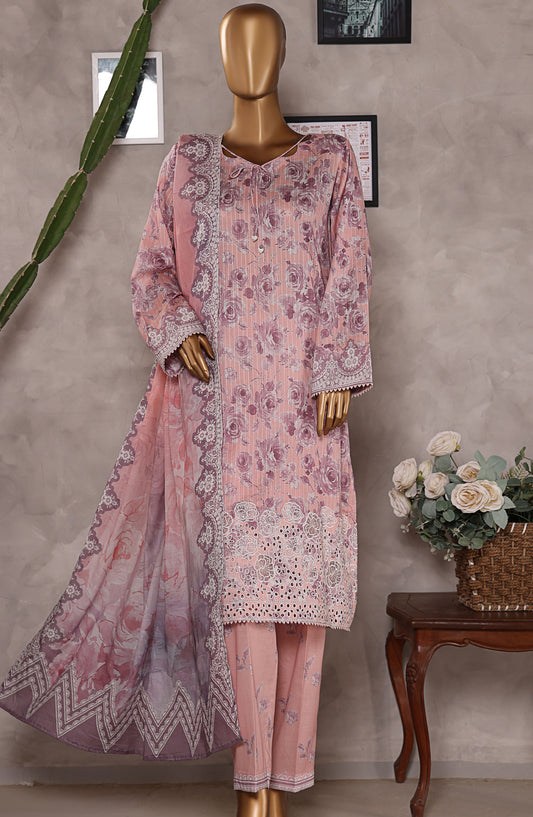 Nayab by HZ Textile Embroidered Lawn Unstitched 3 Piece Suit - NPE-ART-03 - HZ25NYBV3 - Pink - Summer Collection
